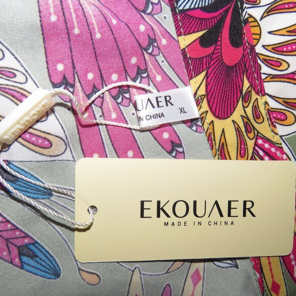 NWT Ekouaer Women's Multicolor 3/4-Adjustable-Sleeve Pullover Top Size XL (C1918 - Picture 7 of 7